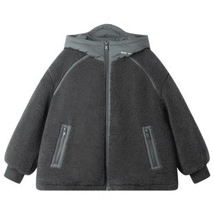 【银灰太空船】厚实毛绒外套加棉拼接潮酷休闲冬新款儿童男童棉衣