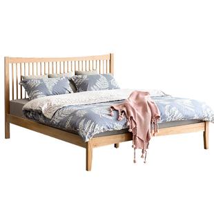 优木家具北美红橡木床1.5米双人床1.8米全实木床北欧简约胡桃木色