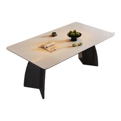 帕沙曼岩板餐桌椅组合法式复古全托底板大小户型家用长方形饭桌子