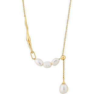 白岚三珠毛衣链大气长款异形淡水珍珠项链女轻奢小众设计感XL2117