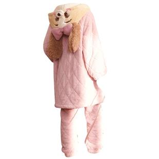 Gukoo/果壳迪士尼情侣睡衣冬季加厚珊瑚绒女士睡衣夹棉男家居服D