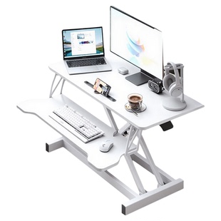 站立式升降电脑工作台气动增高架桌面支架办公室笔记本实木显示器