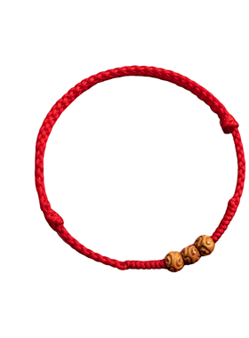桃木红绳手链手工编织手绳