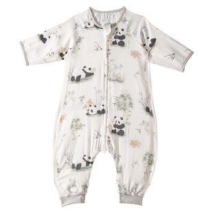 科巢儿童连体睡衣七分袖女童男孩宝宝家居服衣春秋夏季薄款桑蚕丝