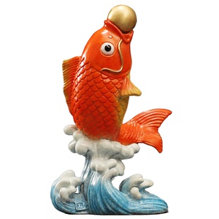 年年有鱼乔迁礼物办公室全铜鱼跃龙门鲤鱼摆件电视柜客厅玄关