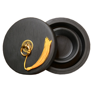 赵北火锅砚带盖砚台书法专用不干墨罗纹砚台天然原石砚毛笔字专用初学者砚台双圈保湿防蒸发砚台可研墨研台