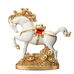 马上发财生肖创意高级感马摆件招财元宝客厅酒柜办公室装饰工艺品