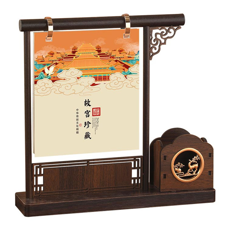 木质台历定制2026年创意可爱桌面记事本木制笔筒办公简约小清新2025计划本式摆件月历印刷定做广告位LOGO日历