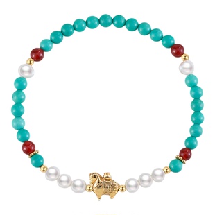 AJIDOU阿吉豆绿松石手串女款2026新款手链珍珠串珠轻奢高级感手饰