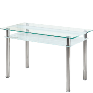 小户型家用饭桌双层长方形桌椅组合钢化玻璃台面餐桌简约四方桌子