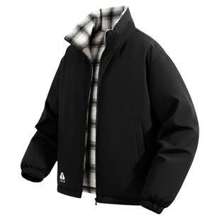 it FIVE CM双面穿羽绒服男款冬季加厚高级感美式复古格子立领外套