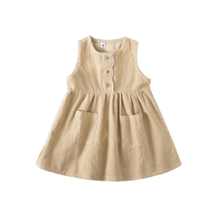 女童连衣裙秋冬季2026新款女孩洋气无袖连衣裙宝宝背心马甲公主裙