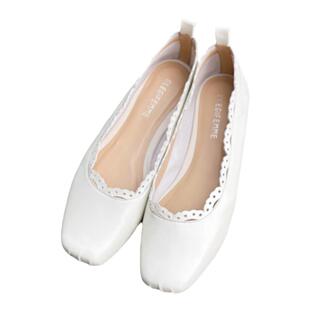 ElegiFemme原创Camille法式蕾丝镂空芭蕾舞鞋绑带平底单鞋