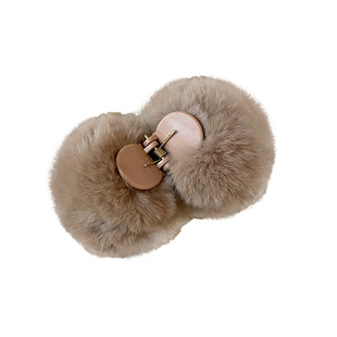 美拉德可爱毛球发夹女秋冬毛绒抓夹丸子头发抓高级感夹子头饰发卡