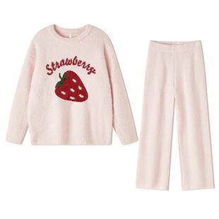 半边绒睡衣女款2026新款冬高级感冬季家居服加厚珊瑚绒加绒秋冬厚