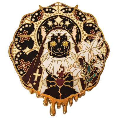 月色星象金属珐琅徽章胸针圣母猫