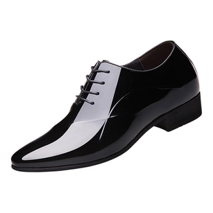 老人头皮鞋内增高男鞋6cm真皮加绒保暖休闲鞋英伦商务亮皮婚鞋8cm