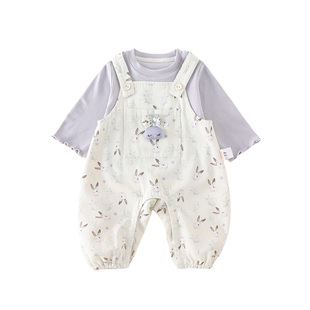 婴幼童背带裤套装春装2026新款洋气女宝宝打底衫春秋季衣服两件套