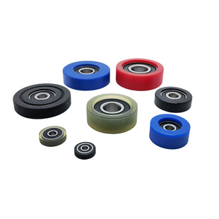 聚氨酯包胶轴承滑轮PU包胶轮橡胶滚轮滑轮软胶耐磨静音防撞
