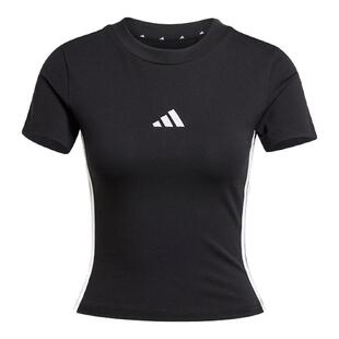 adidas阿迪达斯BABY T恤三条纹半截袖2026春女短款修身短袖JC8325
