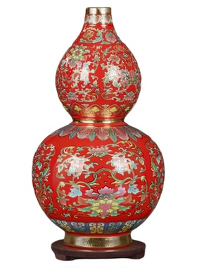 景德镇陶瓷器珐琅彩葫芦花瓶