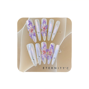 C+生如夏花 亚文化新款欧美高级超长轻奢美甲穿戴甲重工手工指甲