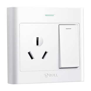 公牛明装一开三孔插座空调16a带开关面板明线电热水器大功率专用