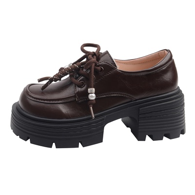 黑色乐福小皮鞋女秋冬季深口单鞋