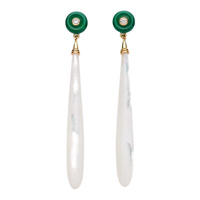 复古轻奢母贝白锆石女耳钉