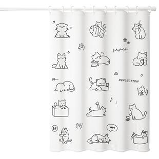 卫生间防水浴帘隔断帘浴室套装免打孔洗澡淋浴帘干湿分离门帘窗帘