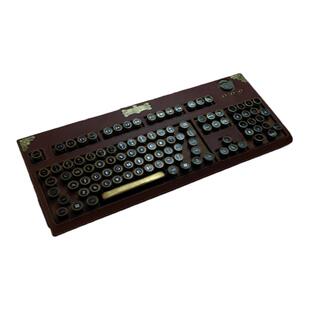 海外代购steampunk▼手作奇特复古皮革金属黄铜圆形黑轴机械键盘