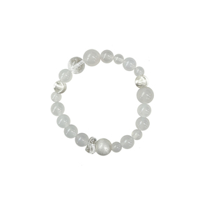 AMO白昼之月白玉髓水晶串珠手串ins简约高级百搭手饰显白银手链