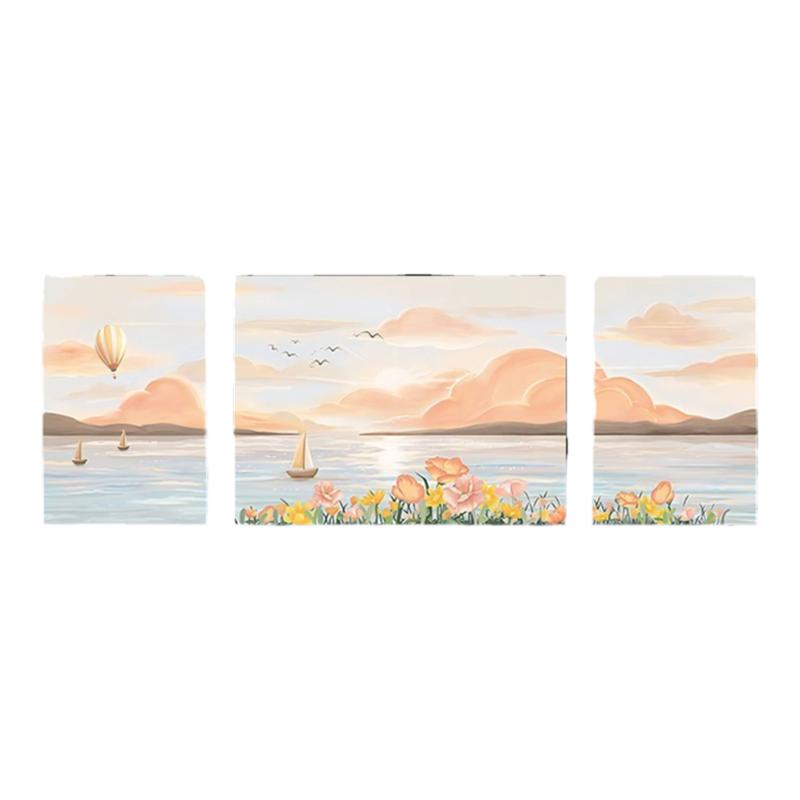 2025新款客厅装饰画新中式轻奢山水风景三联壁画沙发背景墙挂画
