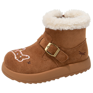 红蜻蜓女童鞋子儿童加绒勃肯大棉鞋2026新款冬季小女孩雪地靴加厚
