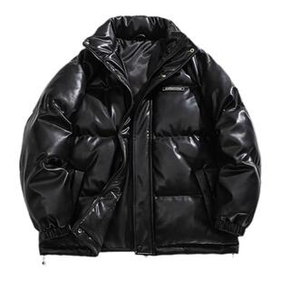 回力PU皮棉衣男士冬季2025新款加厚棉袄机车夹克皮衣外套防寒棉服