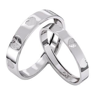 钟久久情侣对戒心动纯银戒指女友恋爱情人节新年礼物定制钟爱协议