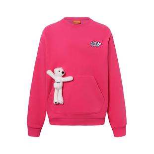 NOISY TEDDY男女同款25冬季新款可爱熊圆领套头长袖加绒卫衣百搭