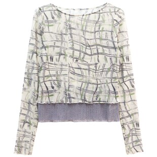 鹿与飞鸟“雨林树枝”个性透气长短袖网纱打底6694/6695/6696彐