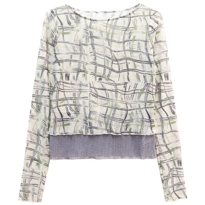 个性透气佰搭长短袖双色网纱打底