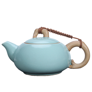 汝窑茶壶内置不锈钢过滤网小号可养茶具陶瓷单壶红茶泡茶器干泡盘