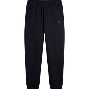 特步运动裤女裤冬季加绒针织卫裤束脚黑色跑步裤子长裤保暖棉裤女