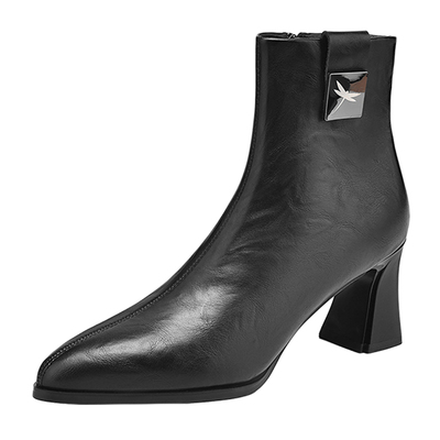 红蜻蜓高跟靴新款冬季时装靴尖头