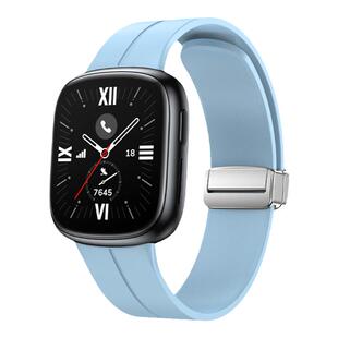 适用荣耀手表4表带磁吸折叠扣硅胶腕带智能运动荣耀手表5腕带honor四代柔软亲肤替换watch4男女夏季表链配件