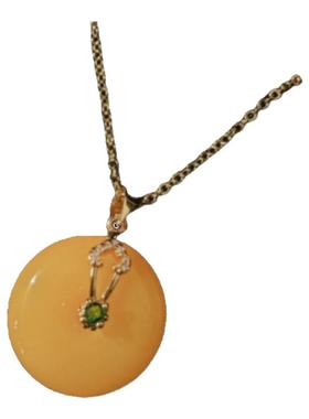 荔枝冻白玉髓平安扣宝石项链 水灵水灵 环环相扣白玉髓锆石耳环