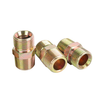 碳钢镀彩锌外丝C型转平口油管接头喇叭口液压高压直通60度凹坡口