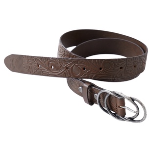 REDRINSE 25aw「银蕨」衔尾蛇花卉西部雕花哑光头层树膏牛皮腰带