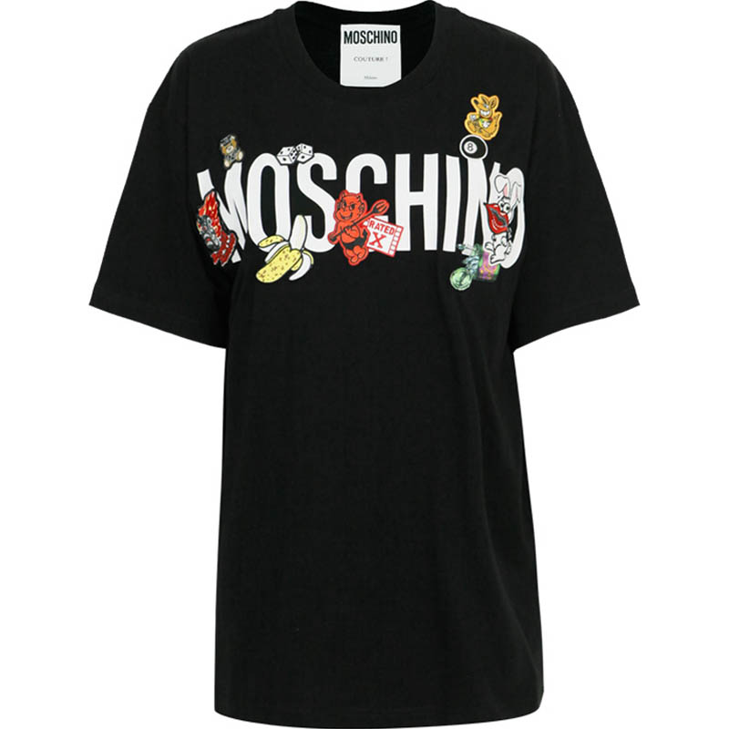 Moschino/莫斯奇诺新款卡通水果刺绣男女同款宽松短袖T恤EJ0711