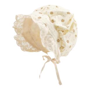 宝宝春季薄款帽子2025小花护耳帽女宝小月龄婴幼儿防晒蕾丝公主帽