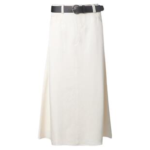 MEDECOO/墨蒂珂2025夏季新品 修身腰带A字长款醋纤半身裙MIX70223