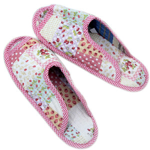 新品布艺绗缝女款拖鞋韩式田园居家鞋室内地板薄底多花色包邮